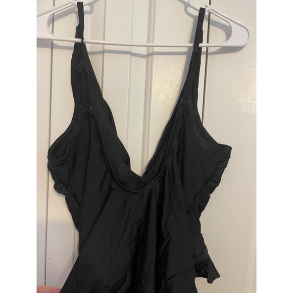 Kona Sol Women's ruffle front maillot black swimsuit NEW M - Picture 7 of 8